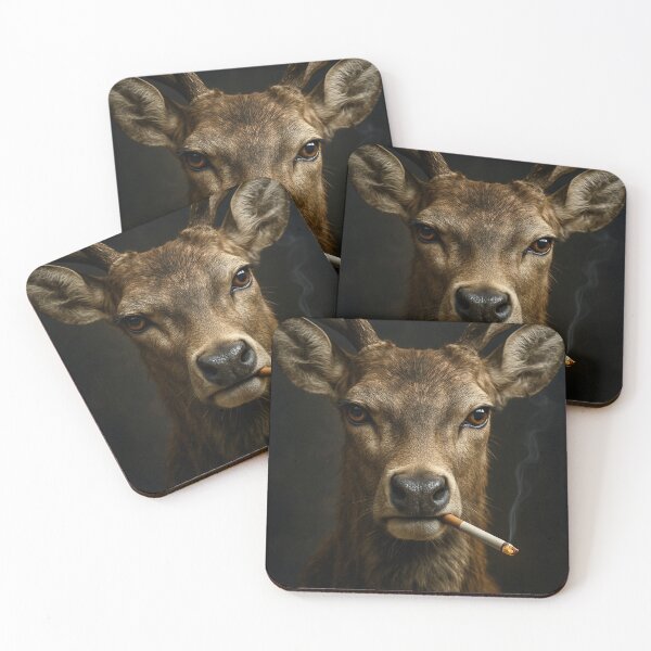Item preview, Cool Deer Smoking Cigarette Noir Forest Portrait designed and sold by vk09.