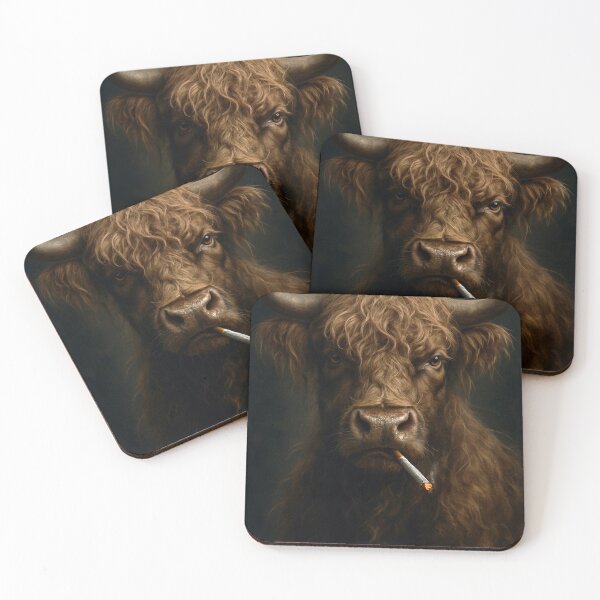 Item preview, Cool Highland Cow Smoking Cigarette Noir Portrait designed and sold by vk09.