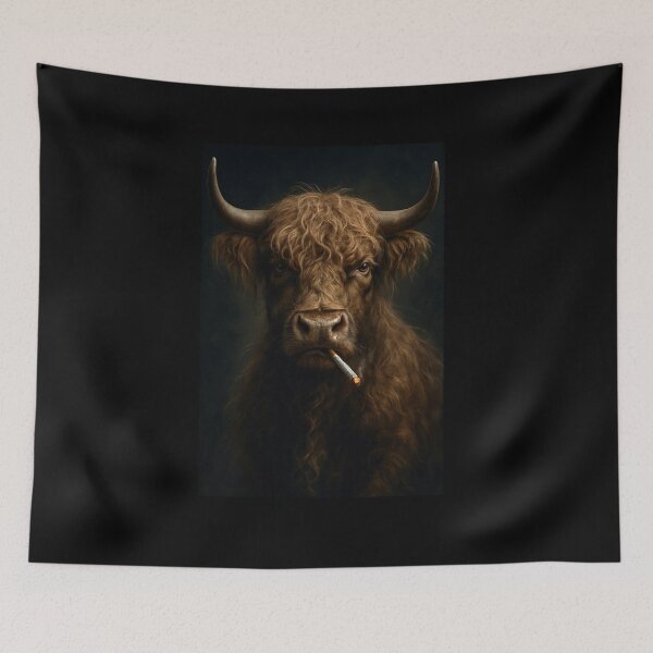 Item preview, Cool Highland Cow Smoking Cigarette Noir Portrait designed and sold by vk09.
