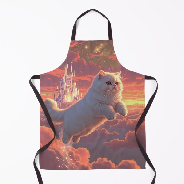 Item preview, Magical Flying White Cat Fairy Tale Castle Pink Clouds designed and sold by Jaani-T.