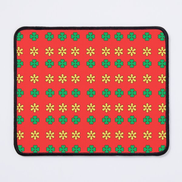 Item preview, Green and Yellow alternating Floral Shapes on Red background pattern designed and sold by fev-rocks.