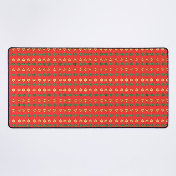 Item preview, Green and Yellow alternating Floral Shapes on Red background pattern designed and sold by fev-rocks.