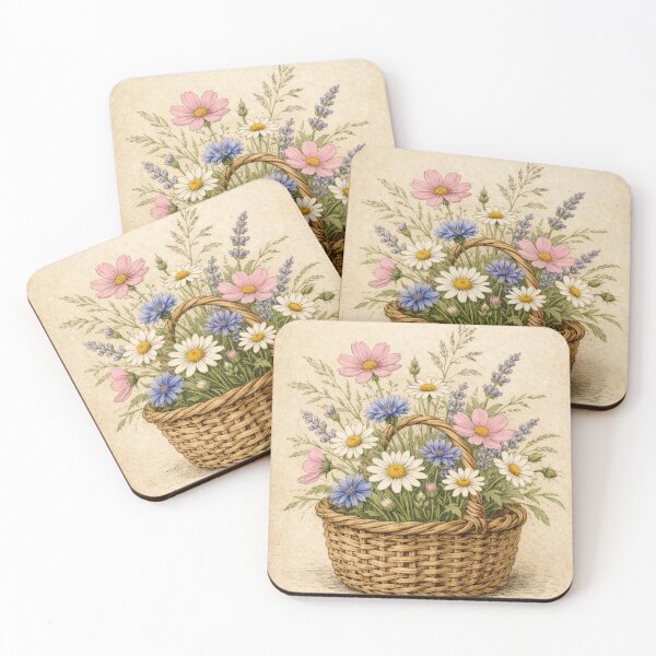Item preview, Vintage Wildflower Basket Print - Cottagecore Floral Wall Art designed and sold by Darlin8888.