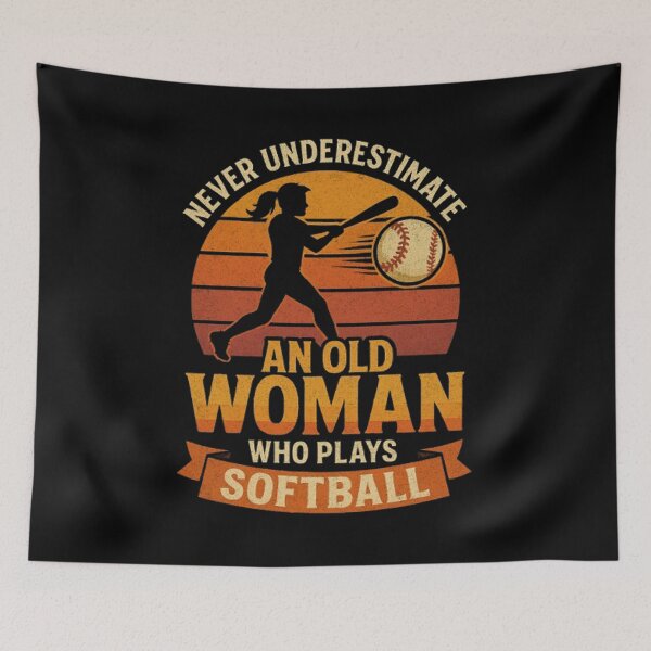 Item preview, Vintage Never Underestimate an Old Woman Who Plays Softball designed and sold by BHMARTS.