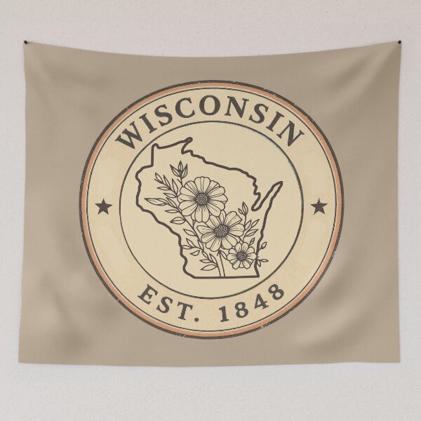 Item preview, Vintage postage stamp art of Wisconsin designed and sold by Alexaltay.