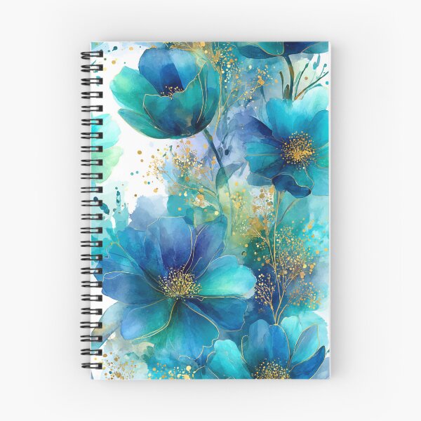 Item preview, Golden Teal Watercolor Bloom - Elegant Azure Floral Art with Gold Ink designed and sold by Ewa Miller.