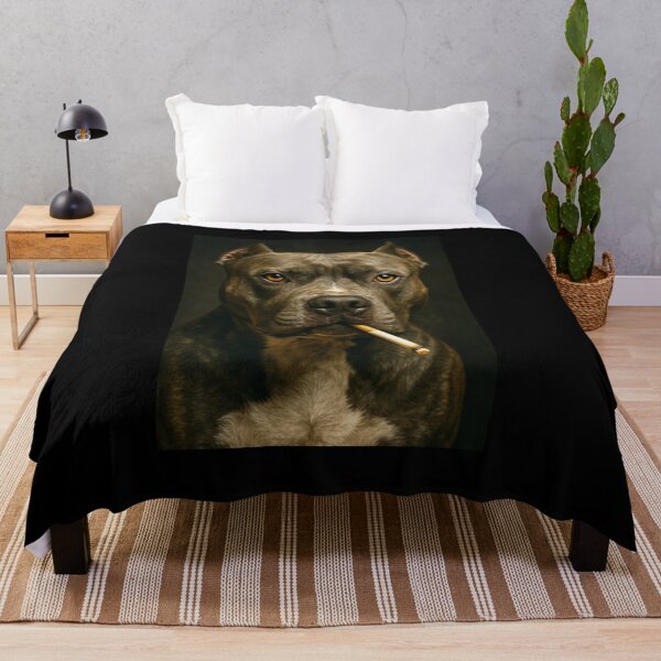 Item preview, Cool Pitbull Smoking Cigarette Noir Dog Portrait designed and sold by vk09.