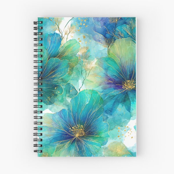 Item preview, Golden Teal Watercolor Bloom - Elegant Azure Floral Art with Gold Ink designed and sold by Ewa Miller.