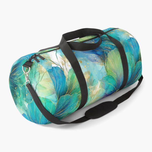 Item preview, Golden Teal Watercolor Bloom - Elegant Azure Floral Art with Gold Ink designed and sold by Ewa Miller.