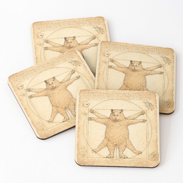 Item preview, Vitruvian Capybara Da Vinci Drawing Style Vintage Design designed and sold by BlushMoodStudio.