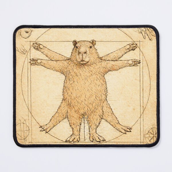 Item preview, Vitruvian Capybara Da Vinci Drawing Style Vintage Design designed and sold by BlushMoodStudio.