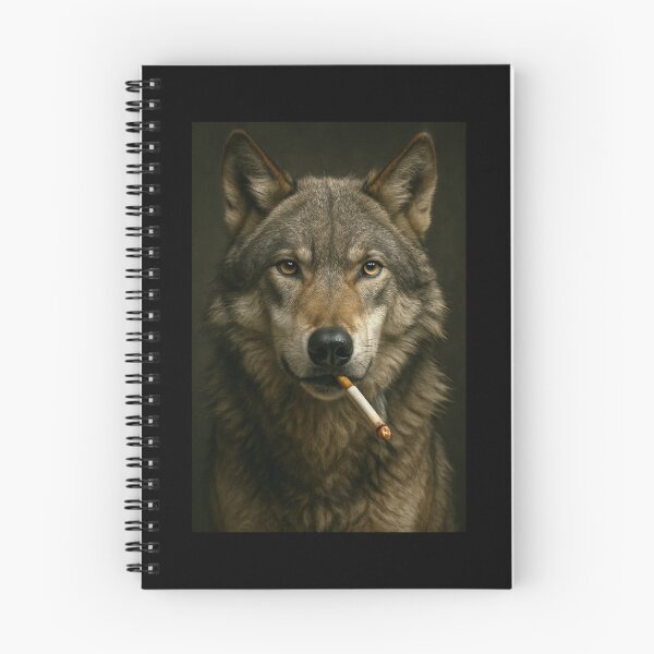 Item preview, Cool Wolf Smoking Cigarette Noir Forest Portrait designed and sold by vk09.