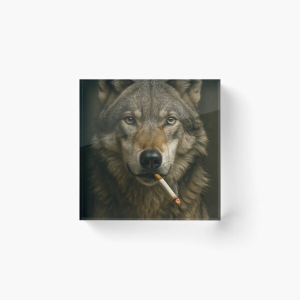 Item preview, Cool Wolf Smoking Cigarette Noir Forest Portrait designed and sold by vk09.