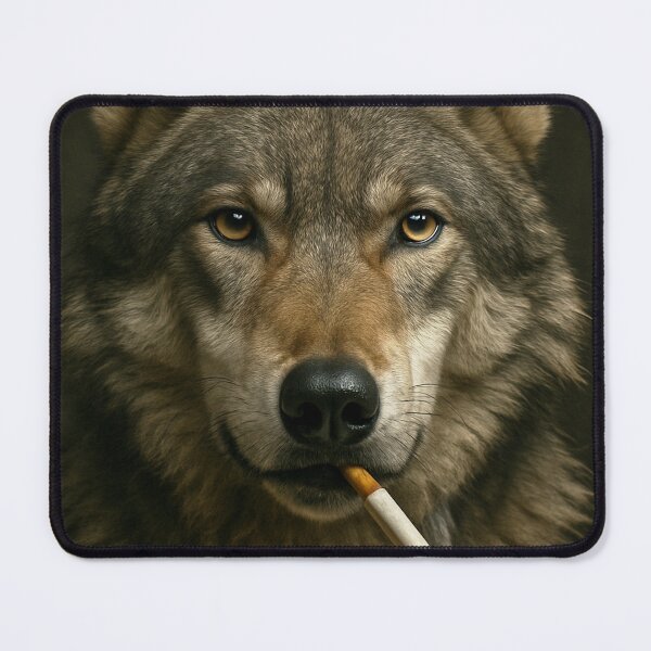 Item preview, Cool Wolf Smoking Cigarette Noir Forest Portrait designed and sold by vk09.