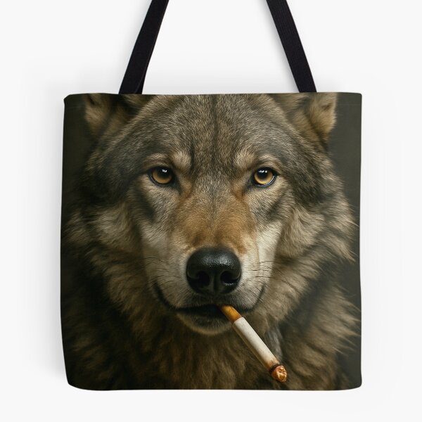 Item preview, Cool Wolf Smoking Cigarette Noir Forest Portrait designed and sold by vk09.