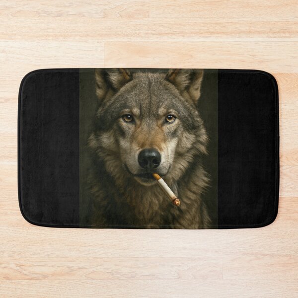 Item preview, Cool Wolf Smoking Cigarette Noir Forest Portrait designed and sold by vk09.