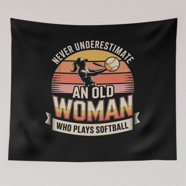 Item preview, Vintage Never Underestimate an Old Woman Who Plays Softball designed and sold by BHMARTS.