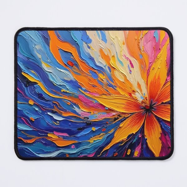 Item preview, Vibrant Abstract Flower Burst – Colorful Impasto Palette Knife Painting | Energetic Floral Wall Art designed and sold by Nene's design.