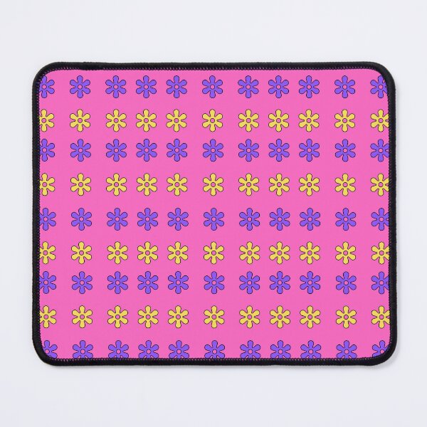 Item preview, Purple and Yellow alternating Floral Shapes on Pink background pattern designed and sold by fev-rocks.