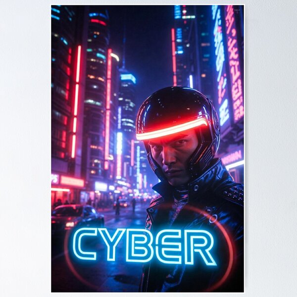 Item preview, Cyber Neon Rider – Futuristic Helmet in Glowing Night City designed and sold by RadaQueen.