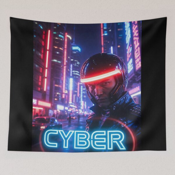 Item preview, Cyber Neon Rider – Futuristic Helmet in Glowing Night City designed and sold by RadaQueen.