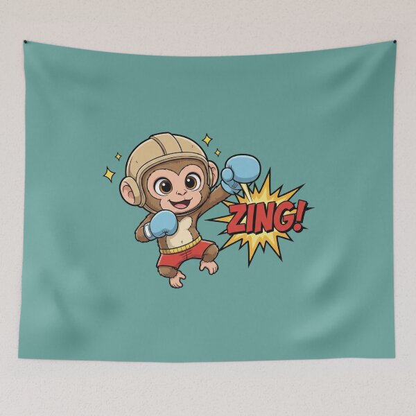 Item preview, The Punching Primate: Modern Monkey Mascot designed and sold by InkWeaveShop.