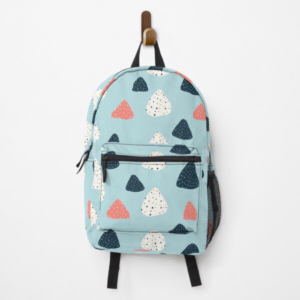Item preview, Whimsical Organic Shapes with Marks Seamless Pattern, Navy Coral Cream on Light Blue  designed and sold by Itaya Art.