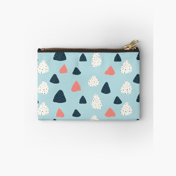 Item preview, Whimsical Organic Shapes with Marks Seamless Pattern, Navy Coral Cream on Light Blue  designed and sold by Itaya Art.