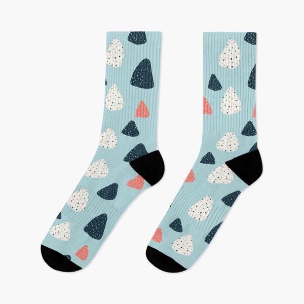 Item preview, Whimsical Organic Shapes with Marks Seamless Pattern, Navy Coral Cream on Light Blue  designed and sold by Itaya Art.
