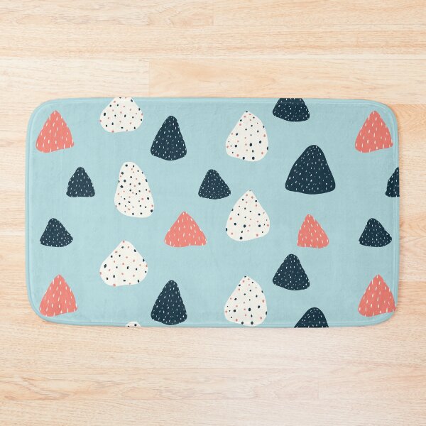 Item preview, Whimsical Organic Shapes with Marks Seamless Pattern, Navy Coral Cream on Light Blue  designed and sold by Itaya Art.