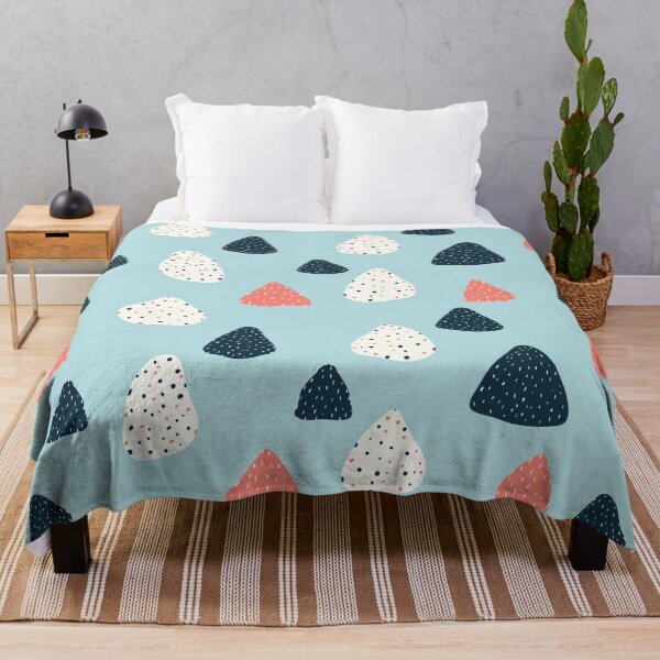 Item preview, Whimsical Organic Shapes with Marks Seamless Pattern, Navy Coral Cream on Light Blue  designed and sold by Itaya Art.