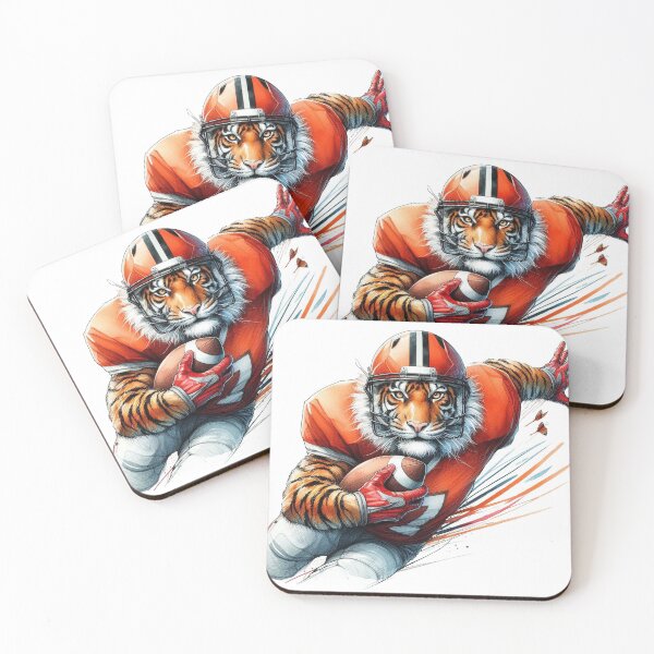 Artikelvorschau, Illustration eines wilden Tiger-Footballspielers – Power Sports Art entworfen und verkauft von zhenAtelier.