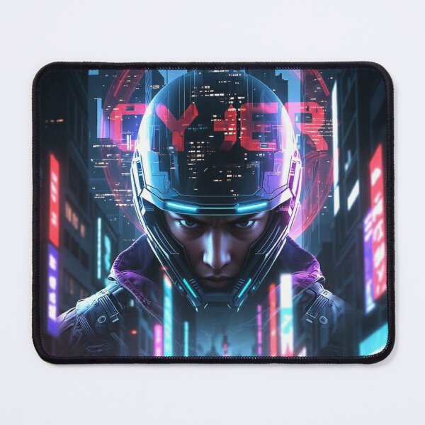 Item preview, Cyber Helmet Warrior – Neon Futuristic Rider in Mega City Glow designed and sold by RadaQueen.