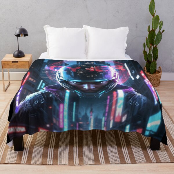 Item preview, Cyber Helmet Warrior – Neon Futuristic Rider in Mega City Glow designed and sold by RadaQueen.