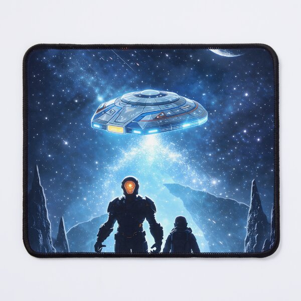 Item preview, Alien UFO Encounter Cosmic Space Scene designed and sold by AbstractAuraArt.