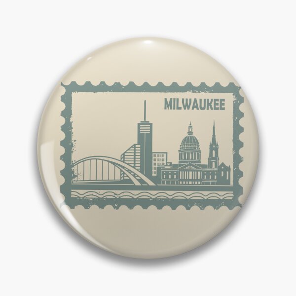 Item preview, Vintage postage stamp art of Milwaukee Wisconsin designed and sold by Alexaltay.