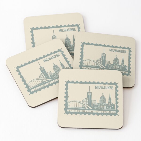 Item preview, Vintage postage stamp art of Milwaukee Wisconsin designed and sold by Alexaltay.