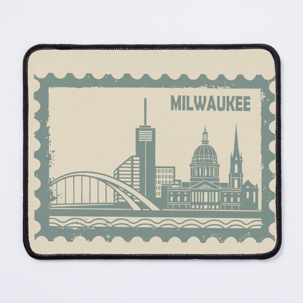 Item preview, Vintage postage stamp art of Milwaukee Wisconsin designed and sold by Alexaltay.