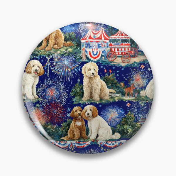 Item preview, 4th of July Fireworks Toile de Jouy - Goldendoodles designed and sold by AstrologyOven.