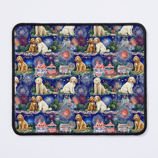 Item preview, 4th of July Fireworks Toile de Jouy - Goldendoodles designed and sold by AstrologyOven.