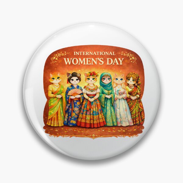 Item preview, International Women’s Day – Global Cultural Women Cat Sticker designed and sold by MoodPawsCo.