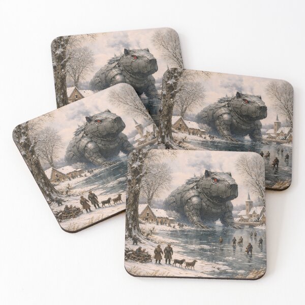 Item preview, Flemish Winter Meets Grumpy Capybara Robot — Inspired by Pieter Bruegel’s “Winter Landscape” (ca. 1525–1569), where the capybara clearly isn’t in the mood.  designed and sold by TheArtsyFrogs.