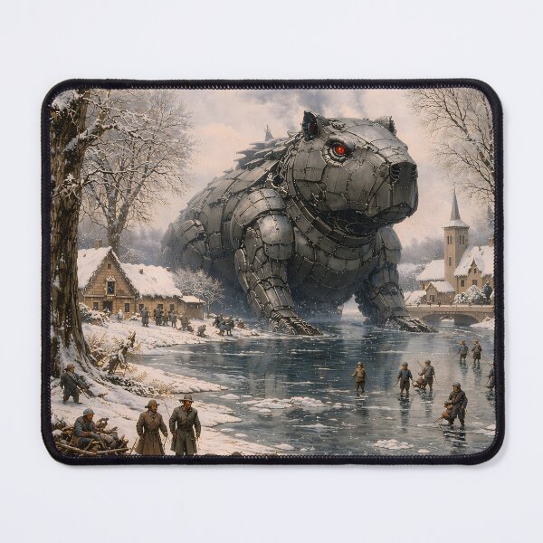 Item preview, Flemish Winter Meets Grumpy Capybara Robot — Inspired by Pieter Bruegel’s “Winter Landscape” (ca. 1525–1569), where the capybara clearly isn’t in the mood.  designed and sold by TheArtsyFrogs.