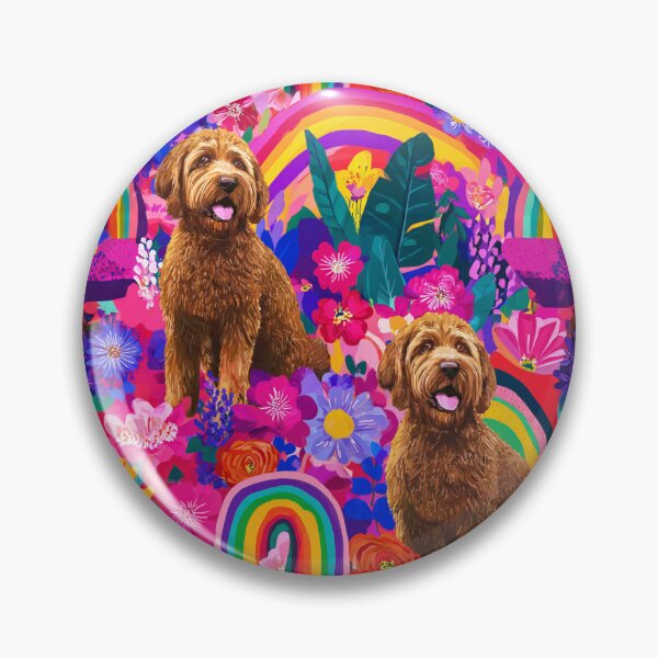 Item preview, Rainbows and Flowers Abstract Toile de Jouy - Goldendoodle designed and sold by AstrologyOven.