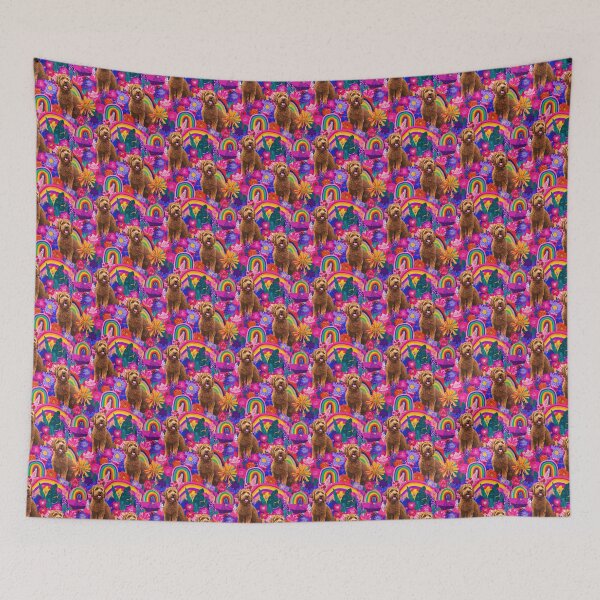 Item preview, Rainbows and Flowers Abstract Toile de Jouy - Goldendoodle designed and sold by AstrologyOven.