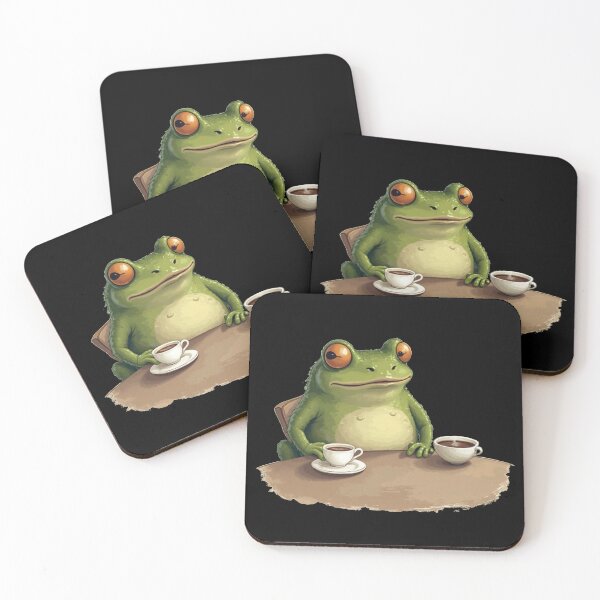 Item preview, Cute Frog Drinking Coffee Illustration designed and sold by PMTaurus.