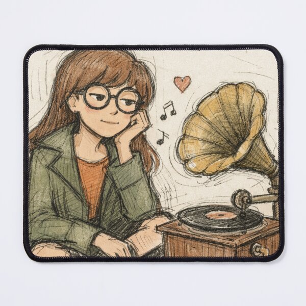 Item preview, DARIA MORGENDORFFER WITH VINTAGE GRAMOPHONE designed and sold by LIS AND MELIVERSO.