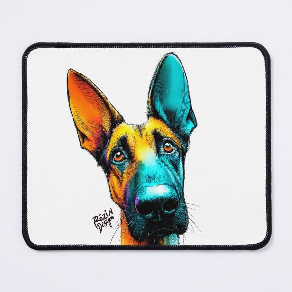Item preview, German Shepherd Portrait – Turquoise Orange Ink Splash designed and sold by Rozin-Design.