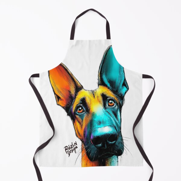 Item preview, German Shepherd Portrait – Turquoise Orange Ink Splash designed and sold by Rozin-Design.