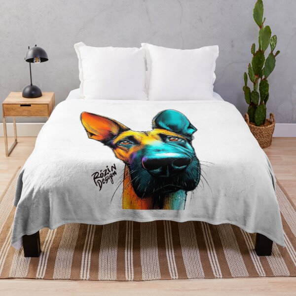 Item preview, German Shepherd Portrait – Turquoise Orange Ink Splash designed and sold by Rozin-Design.